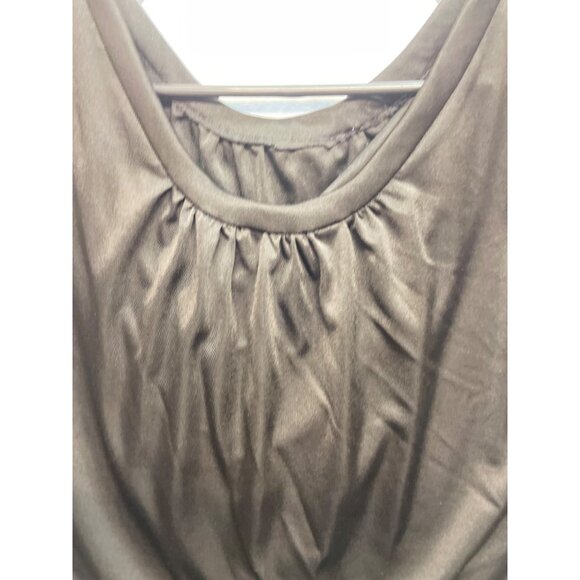 Simple Black Sleeveless Satiny Blouse No Brand No Tags - Picture 2 of 6